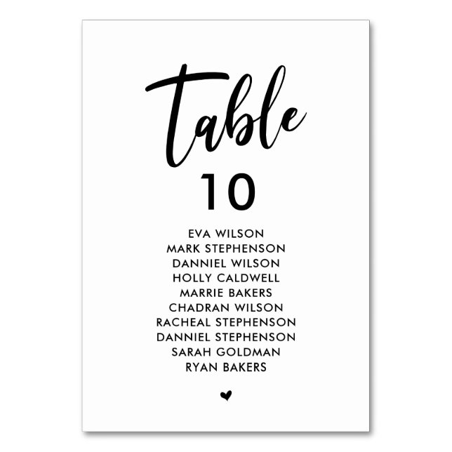 Perfect Elegant Wedding Dinner Guest Seating Cards (Front)