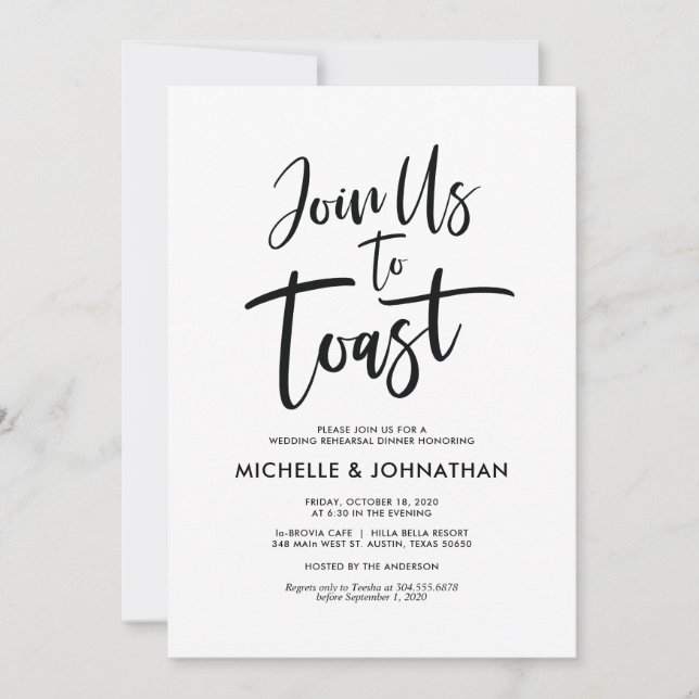 Perfect Elegant Wedding Rehearsal Dinner Invites (Front)