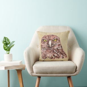 Perfect for bold, cosy spaces Owl Watercolor Print Cushion