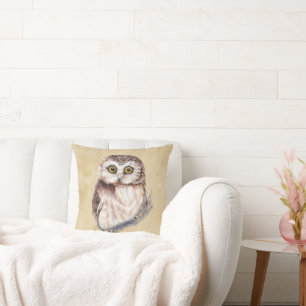 Perfect for bold, cosy spaces Owl Watercolor Print Cushion