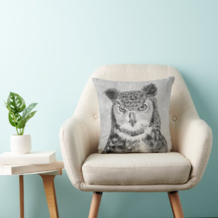 Perfect for bold, cozy spaces Owl Watercolor Print Cushion