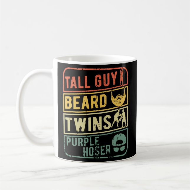 Perfect For Dude-Tall Guy Beard Twins Purple Hoser Coffee Mug (Left)
