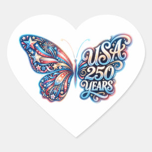 Perfect for the USA 250th anniversary Heart Sticker