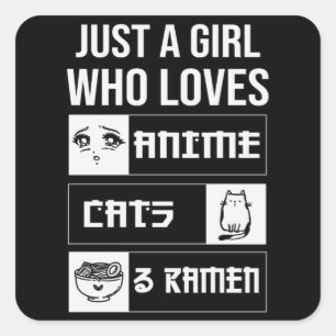 Perfect Gift Anime, Cats & Ramen Square Sticker