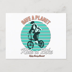 Perfect Gift for Bicycle  Lover - Save a Planet Postcard