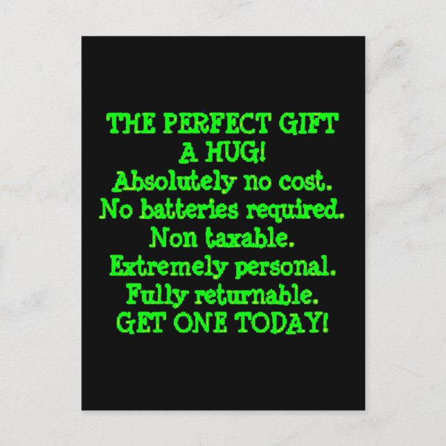 Perfect Gift is a Hug Postcard (Front)