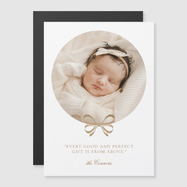 Perfect Gift White & Gold Birth Announcement (Front/Back)