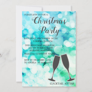 Perfect, Green Sparkly Wine Glass Christmas Invitation