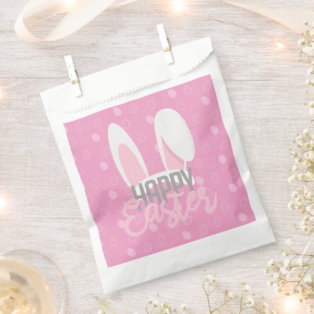 Perfect Happy Easter, Pink Bunny  Favour Bag (Clipped)