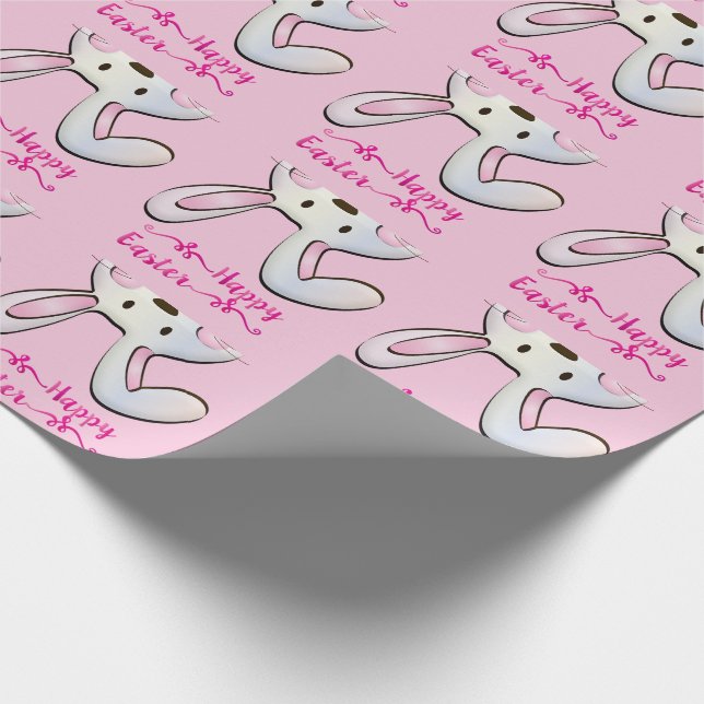 Perfect Happy Easter, Pink Bunny Wrapping Paper (Corner)