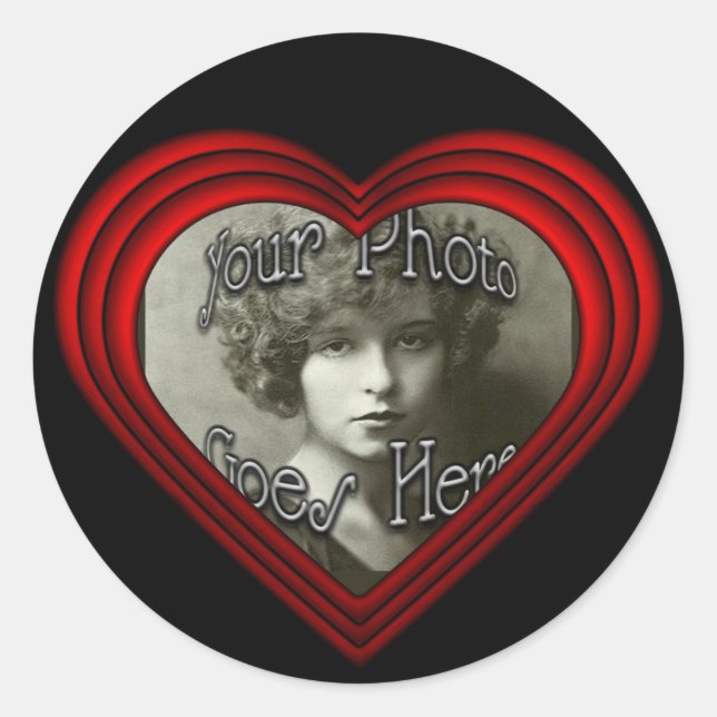 Perfect Heart Photo Frame Template Classic Round Sticker (Front)