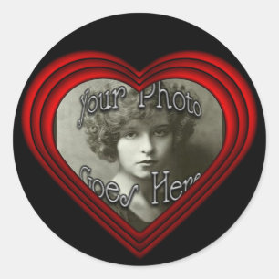 Perfect Heart Photo Frame Template Classic Round Sticker