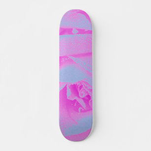 Perfect Hot Pink and Light Blue Rose Detail Skateboard