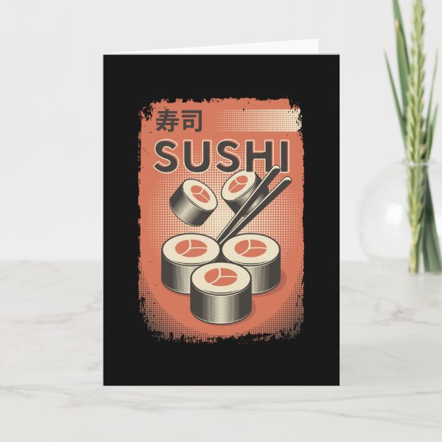Perfect Japanese Sushi Food | Vintage Style Design Card (Front)