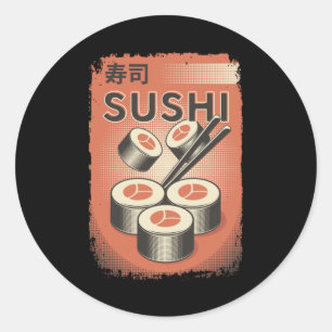 Perfect Japanese Sushi Food Vintage Style Design Classic Round Sticker
