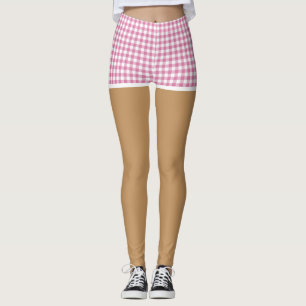 Perfect Legs In Pink Gingham Shorts Leggings