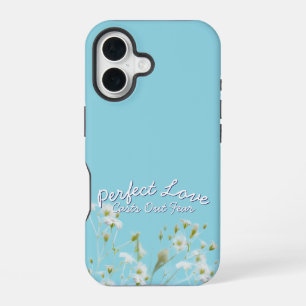Perfect Love Casts Out Fear Light Blue Christian iPhone 16 Case