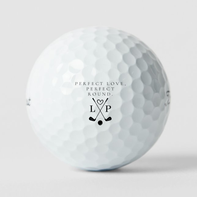 'Perfect Love, Perfect Round' Customisable Wedding Golf Balls (Front)