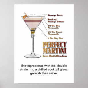 Perfect Martini Cocktail Recipe Art "18 x 24" Poster