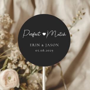 Perfect Match! Black, Elegant, Simpel  Classic Round Sticker