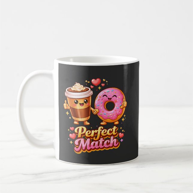 Perfect Match Coffee and Donut Cute Food Coffee Mug (Left)