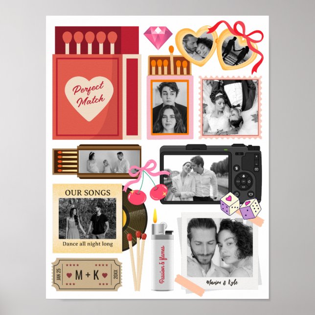 Perfect Match Couple Matchbox Photo Collage Poster (Front)