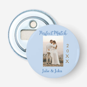 perfect match couple photo year name blue trendy m bottle opener