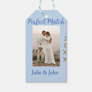 perfect match couple photo year name blue trendy m gift tags