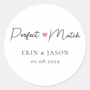 Perfect Match! Elegant, Simpel  Classic Round Sticker