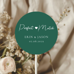 Perfect Match! Green, Elegant, Simpel Classic Round Sticker
