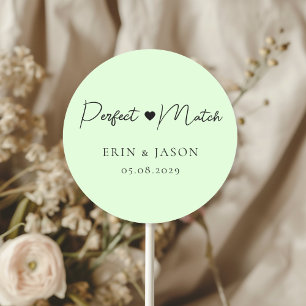 Perfect Match! Green, Elegant, Simpel Classic Round Sticker