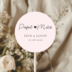 Perfect Match! Light-Pink, Elegant, Simpel  Classic Round Sticker