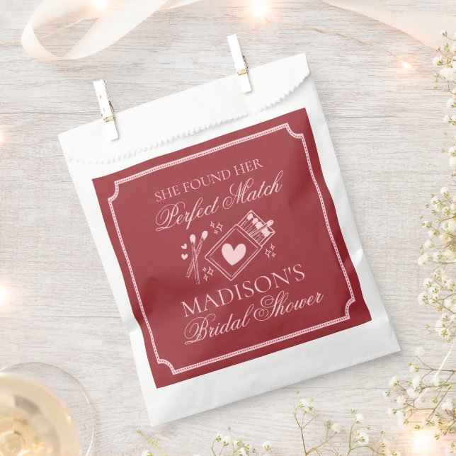 Perfect Match Matchbox Bridal Shower Dessert Favour Bag (Clipped)