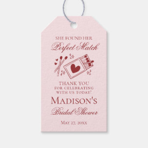 Perfect Match Matchbox Bridal Shower Favor Gift Tags