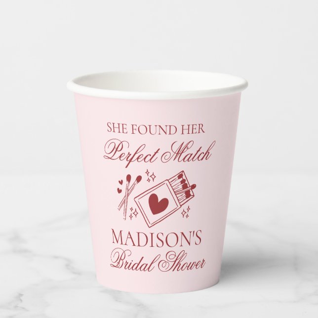 Perfect Match Matchbox Bridal Shower Paper Cups (Front)