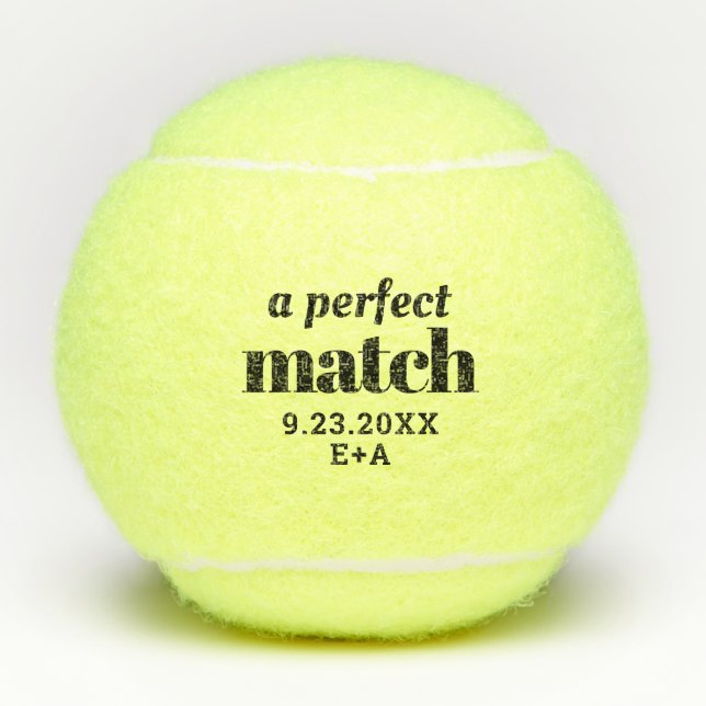Perfect Match Personalised Wedding Tennis Balls  (Front)