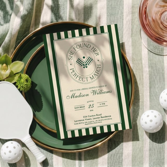 Perfect Match Pickleball Bridal Shower Invitation (Creator Uploaded)