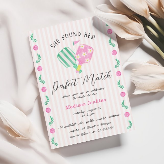 Perfect Match Pickleball Bridal Shower Invitation (Creator Uploaded)