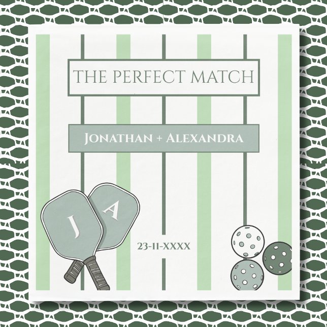 Perfect Match Pickleball Couples Bridal Shower Napkin (Creator Uploaded)