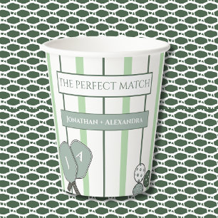 Perfect Match Pickleball Couples Bridal Shower Paper Cups