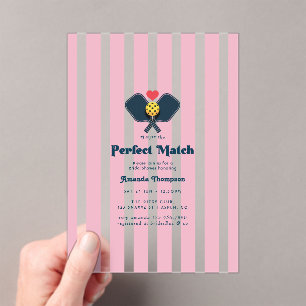 Perfect Match Preppy Pickleball Bridal Shower Acrylic Invitations