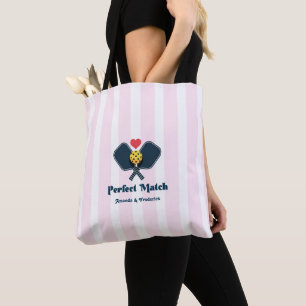 Perfect Match Preppy Pickleball Bridal Shower Tote Bag