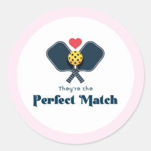 Perfect Match Preppy Pickleball Favor Classic Round Sticker