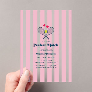 Perfect Match Preppy Tennis Bridal Shower Acrylic Invitations