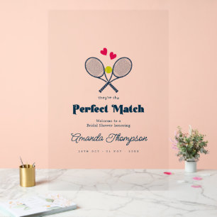 Perfect Match Preppy Tennis Wedding Shower Acrylic Sign