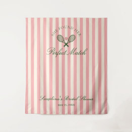 Perfect Match Tennis Bridal Shower Backdrop Tapestry