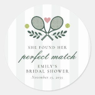 Perfect Match Tennis Bridal Shower Classic Round Sticker