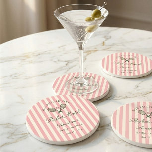 Perfect Match Tennis Bridal Shower Coaster