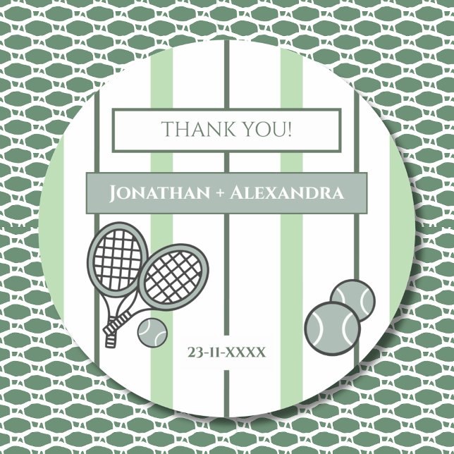 Perfect Match Tennis Couple Shower Thank You Classic Round Sticker (Creator Uploaded)