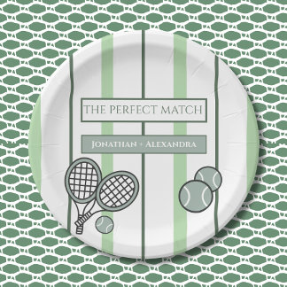 Perfect Match Tennis Couples Bridal Shower Paper Plate